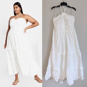 City Chic Plus Size Ivy White Halter Maxi Dress